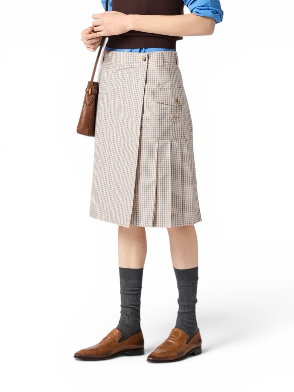 Miu Miu Checked technical fabric skirt It38